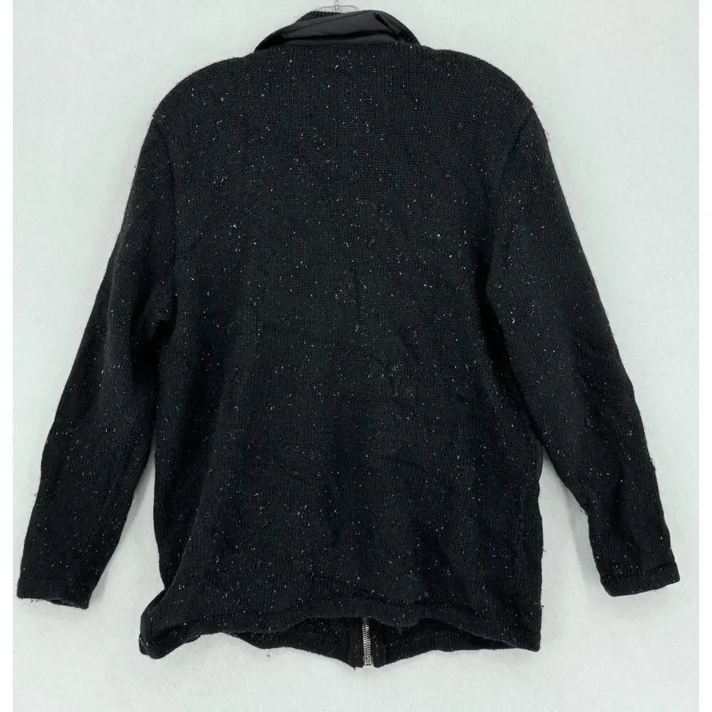 Iceberg Mens Black Speckled Wool Nylon Full Zip Jacket Sz 40 Medium